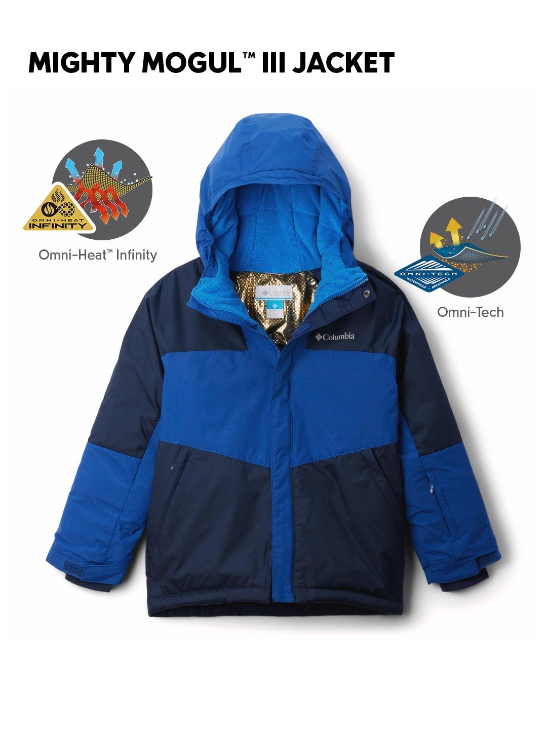 Kids Boys Navy Blue OmniHeat Infinity Mighty Mogul III Down Jacket