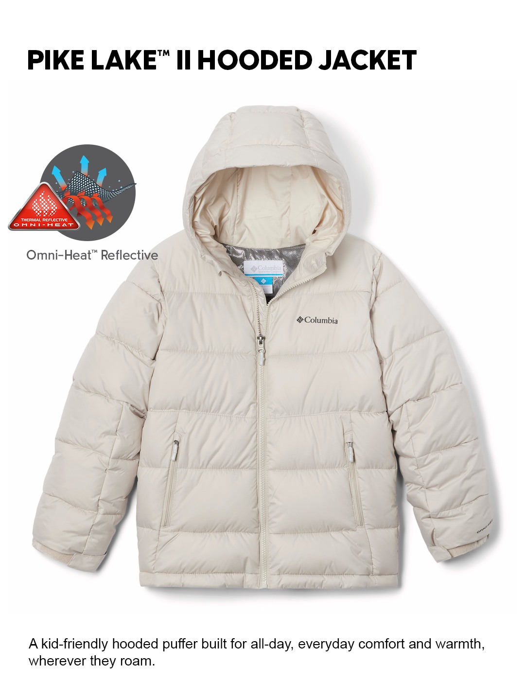 Kids Unisex Beige OmniHeat Reflective Pike Lake II Down Jacket