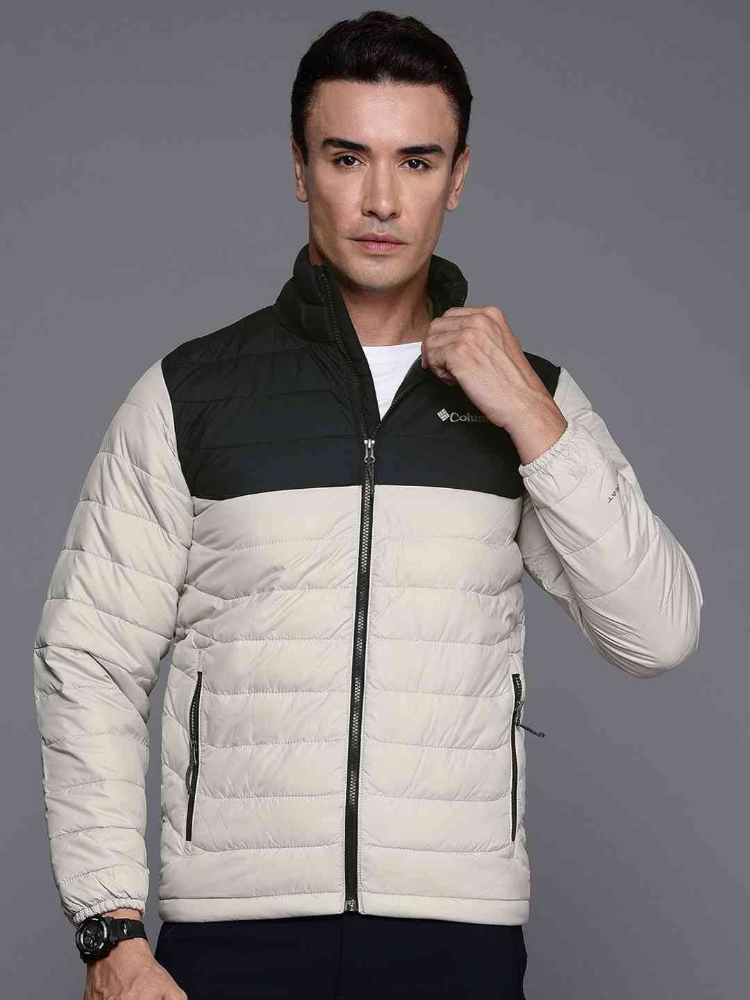 Men Beige Powder Lite II Omni Heat Jacket
