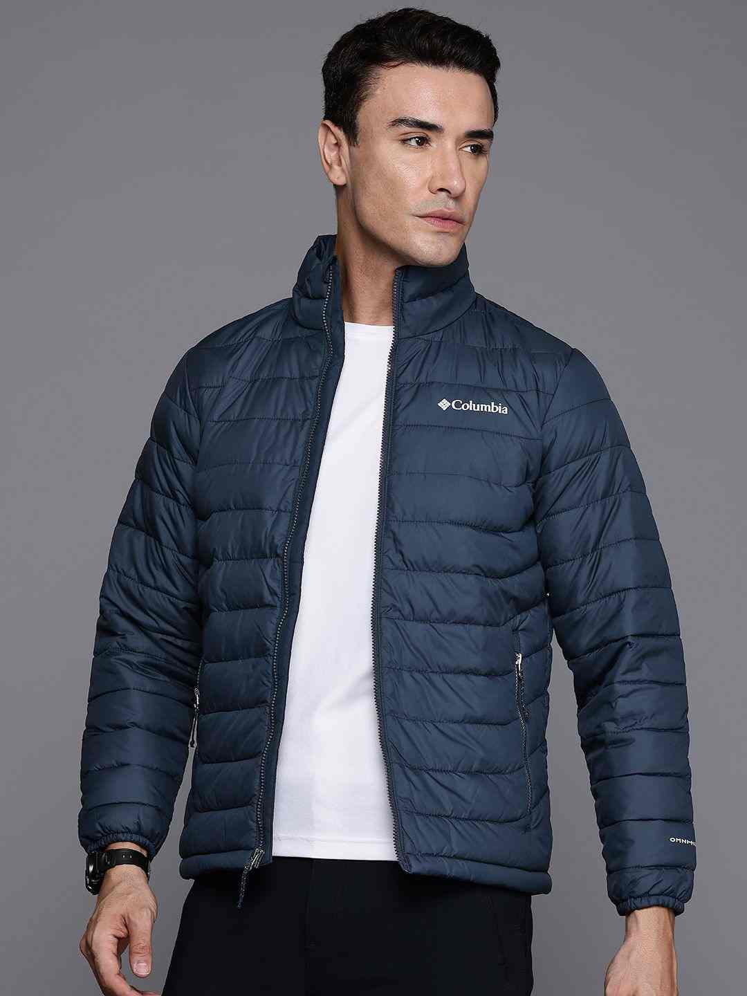 Men Navy Blue Powder Lite II Omni Heat Jacket