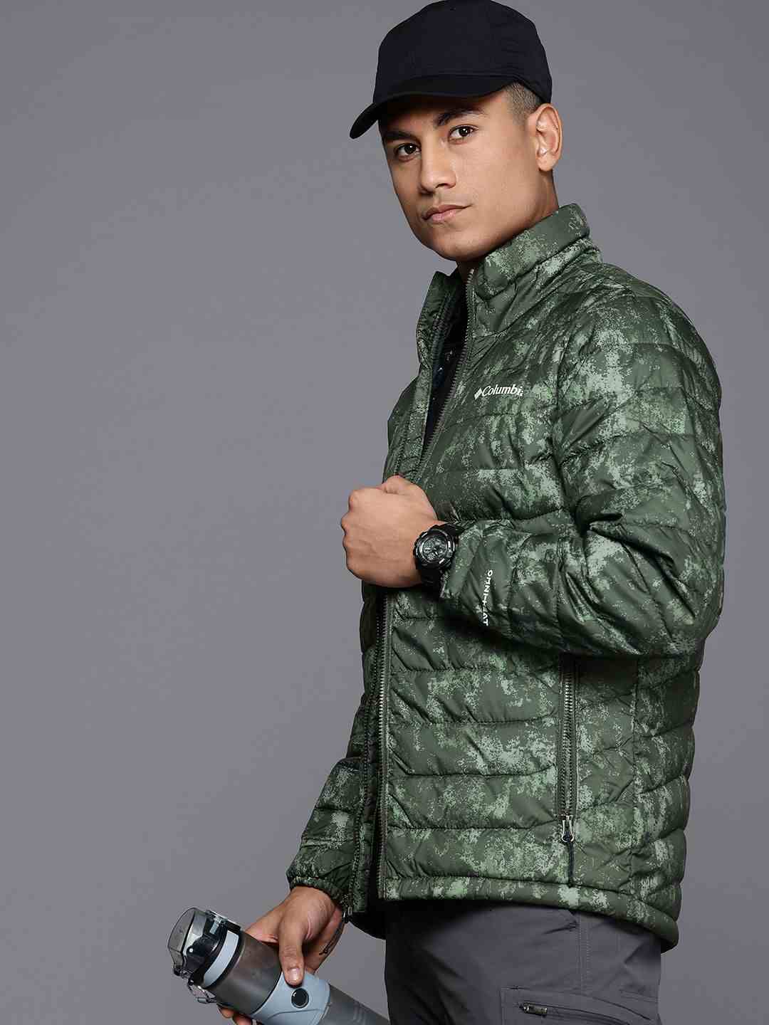 Men Green Powder Lite II Printed Omni Heat Jacket