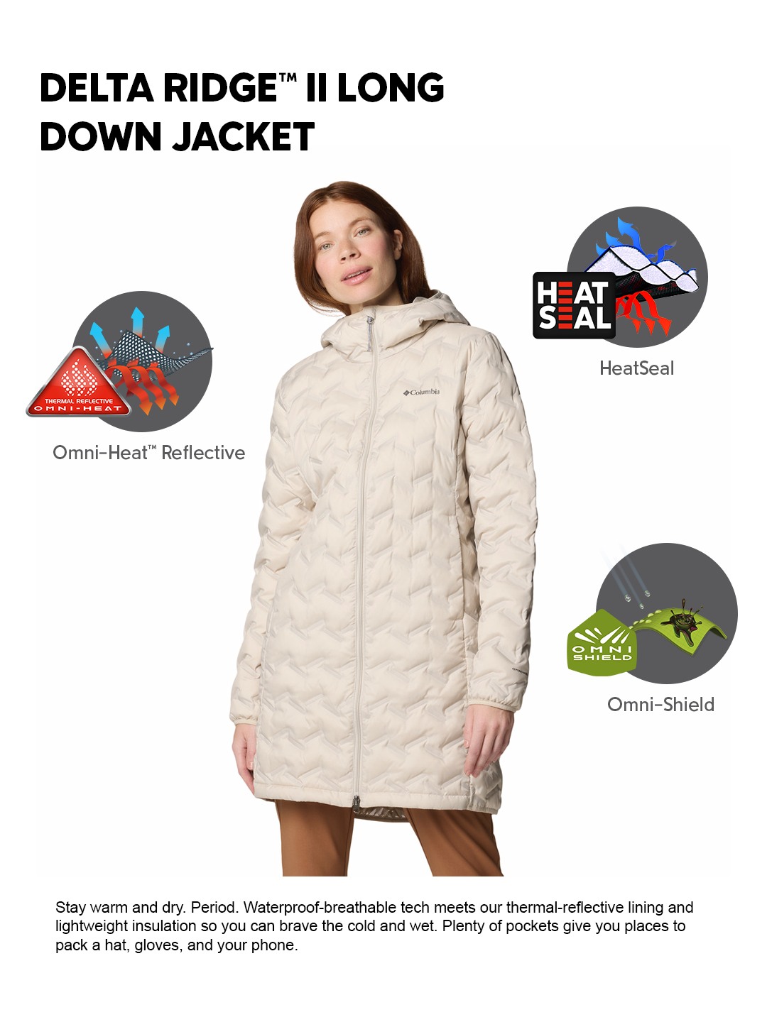 Women Beige HEAT SEAL Delta Ridge II Down Jacket