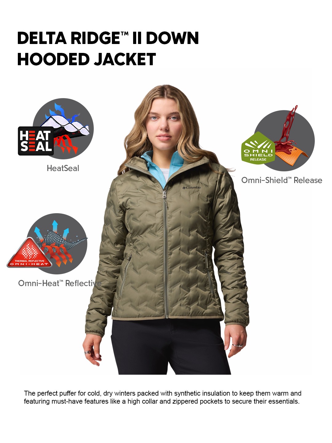 Women Green HEAT SEAL Delta Ridge II Down Jacket