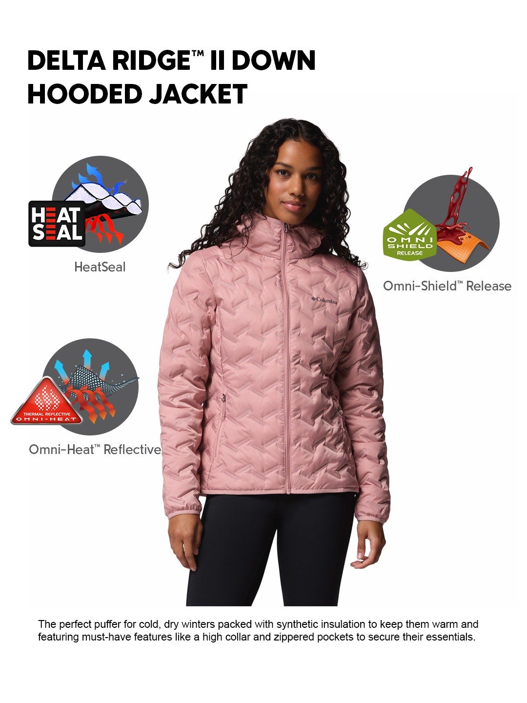 Women Pink HEAT SEAL Delta Ridge II Down Jacket
