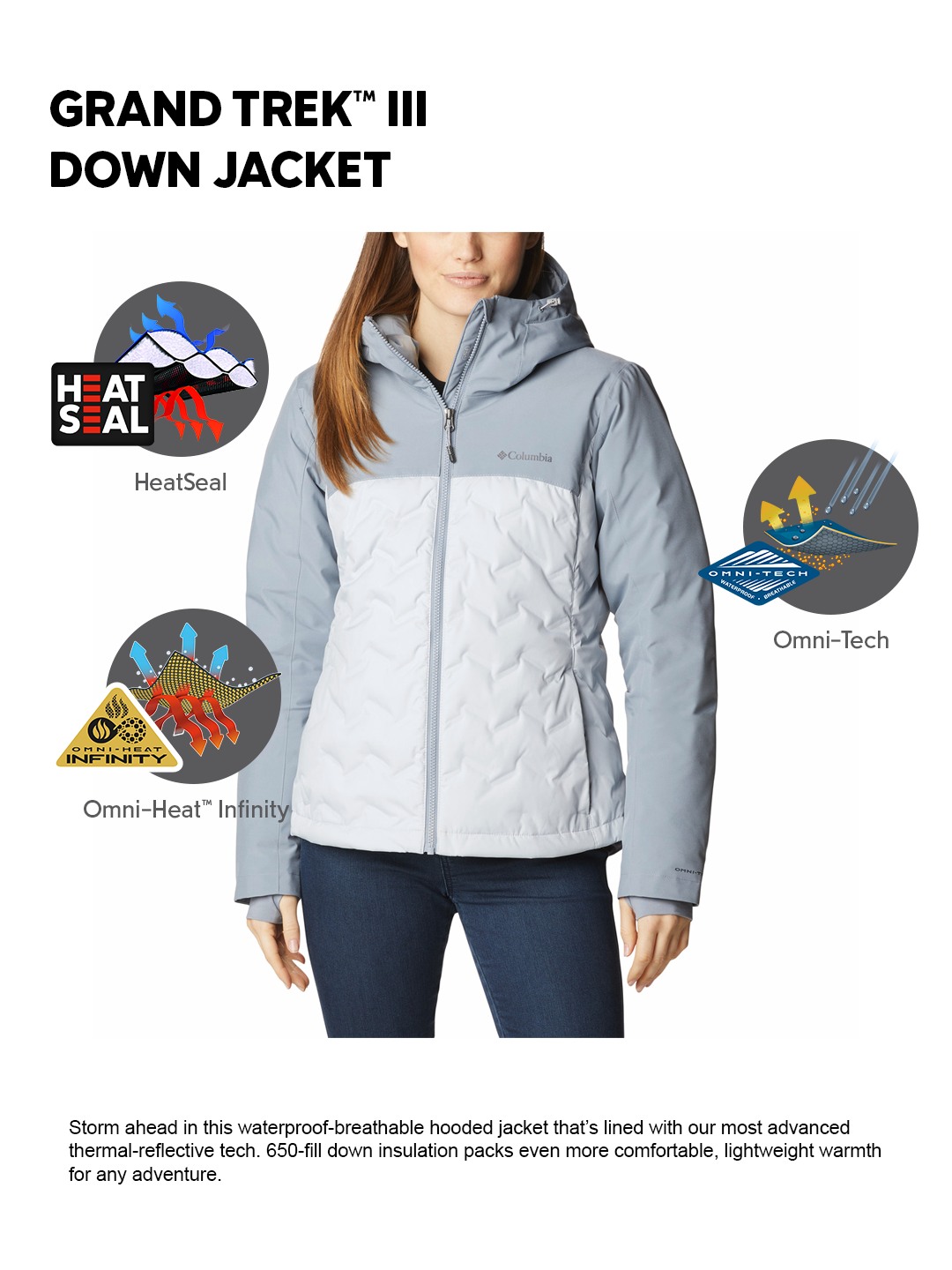 Women Grey HEAT SEAL Grand Trek III Down Jacket