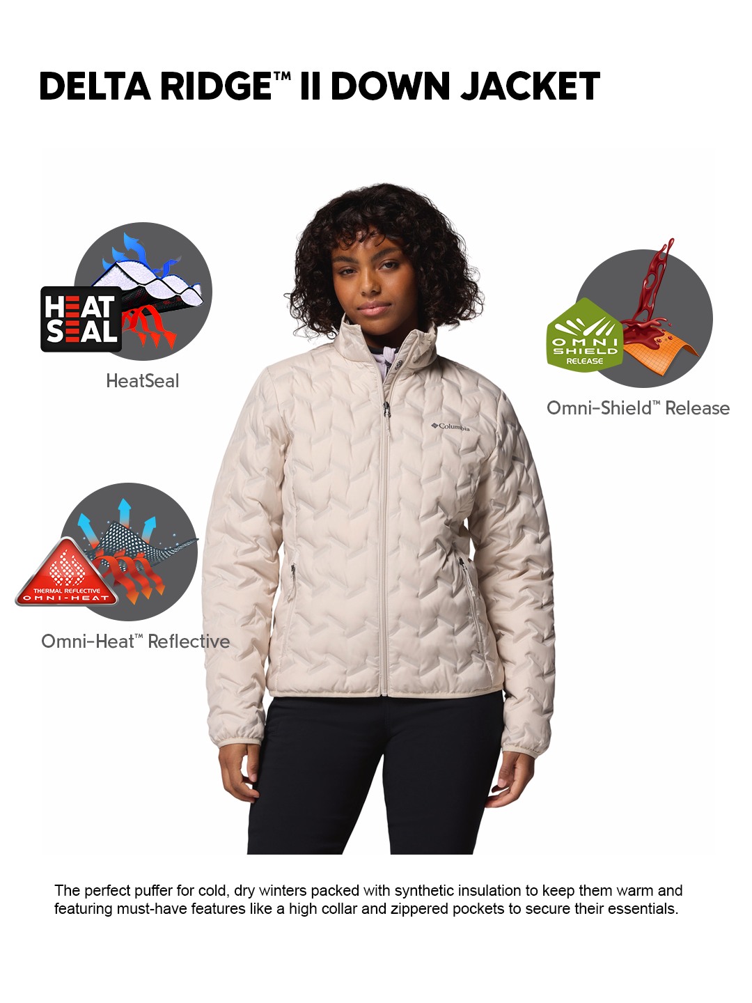 Women Beige HEAT SEAL Delta Ridge II Down Jacket