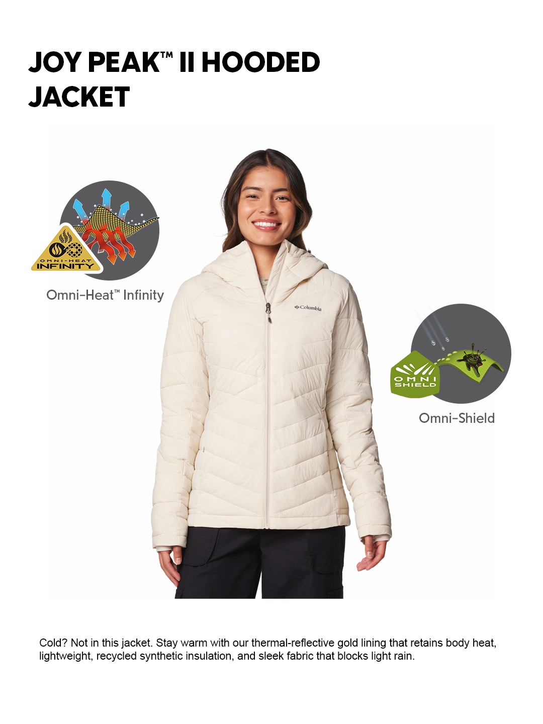 Women Beige OmniHeat Infinity Joy Peak II Down Jacket