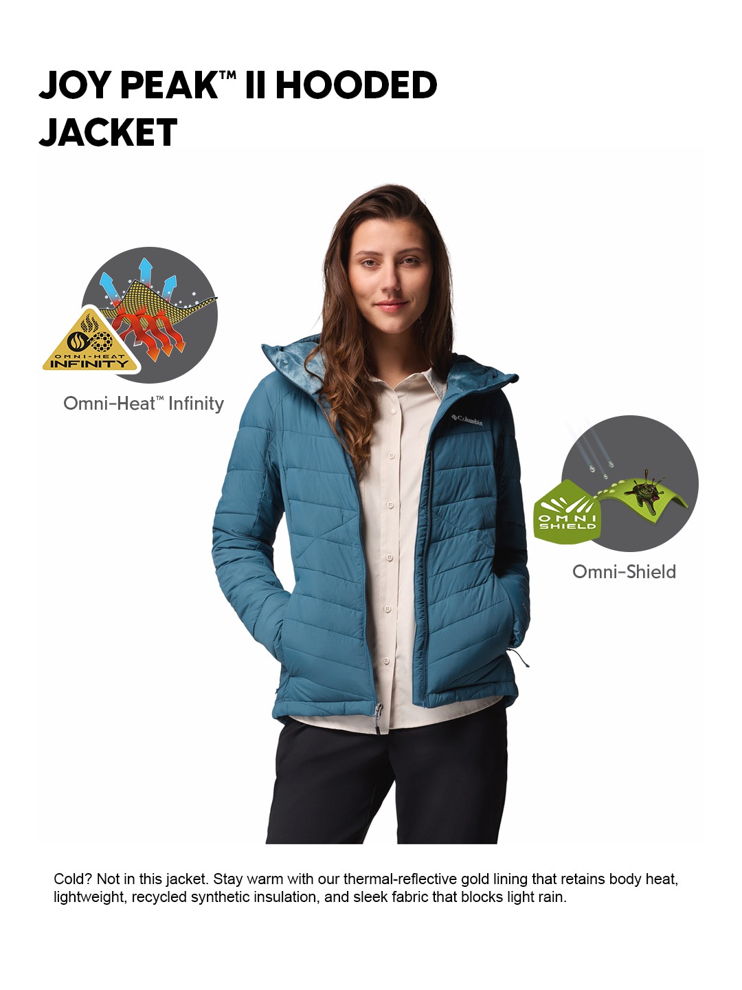 Women Teal OmniHeat Infinity Joy Peak II Down Jacket