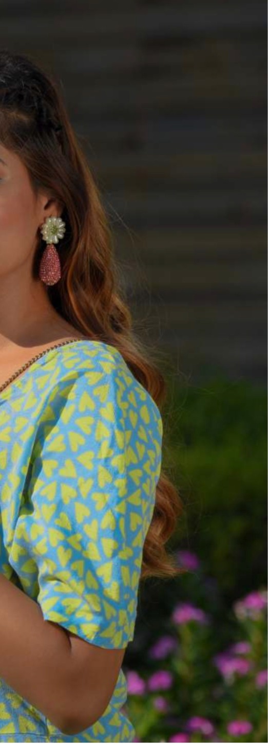 Pink Flower drop Earring