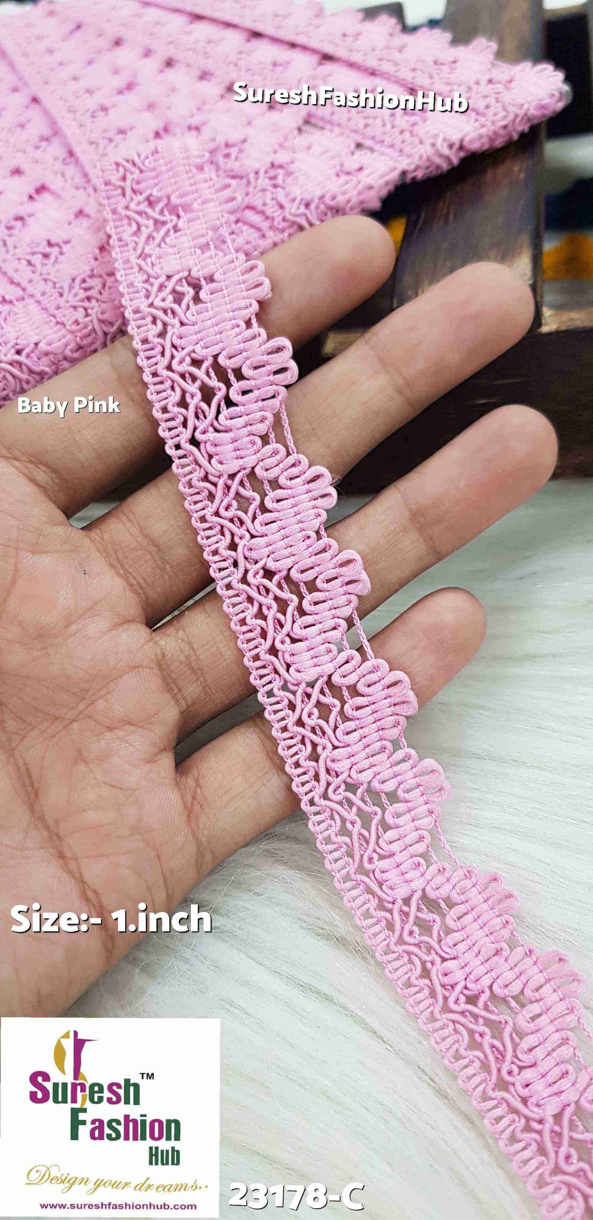 Baby Pink Color Ribbon Lace