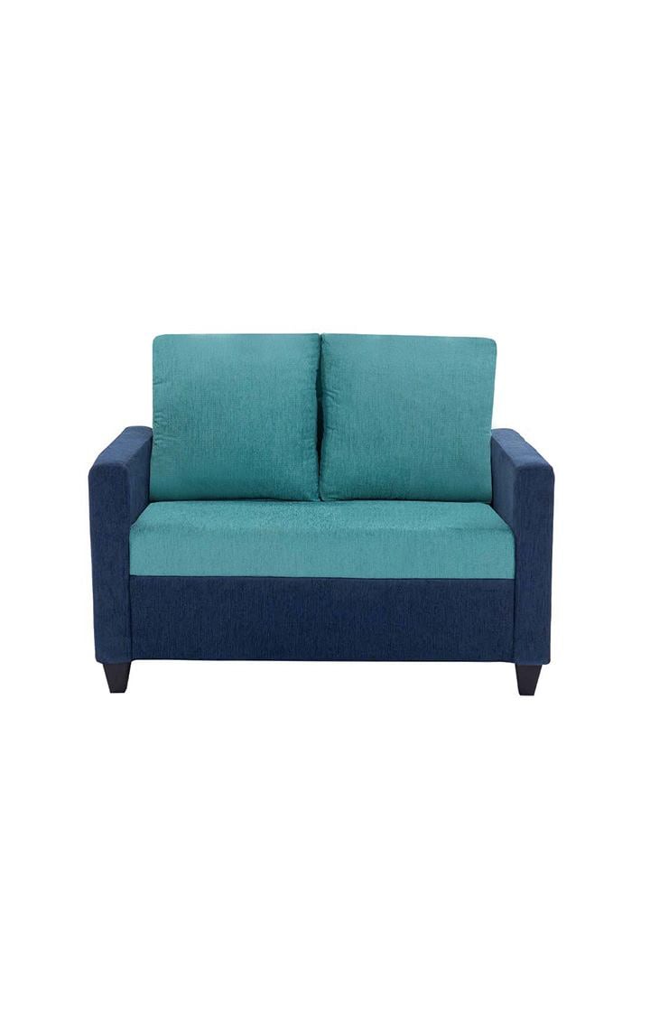 neudot Saya Dual Color Sofa for Living Room |2 Persons Sofa|Premium Fabric with Cushioned Armrest | Solid Wood Frame|2 Seater in Saya Duo Teal Color