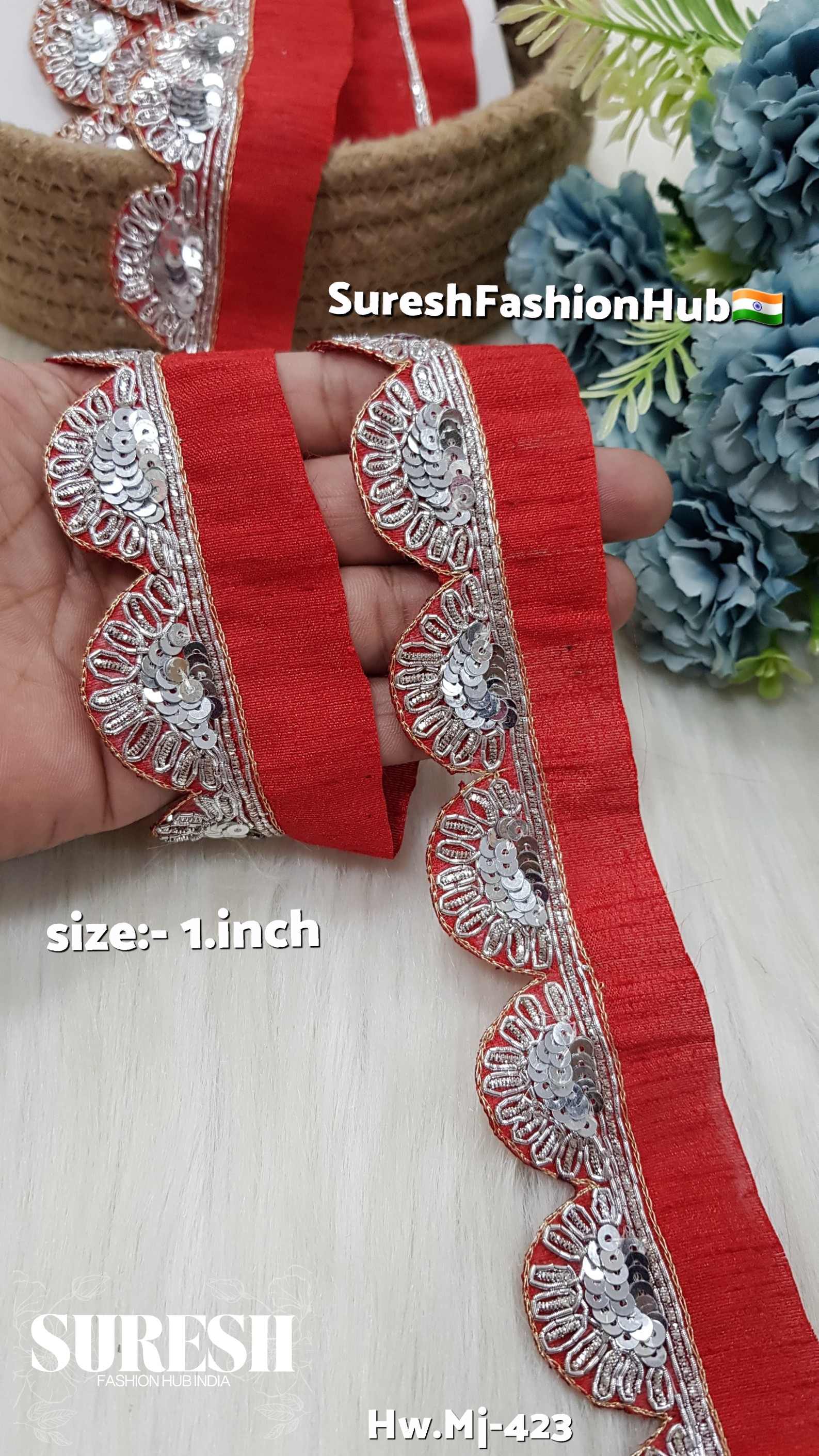 Red Radiance Silver Scallop Handmade Lace – Hw.Mj-423