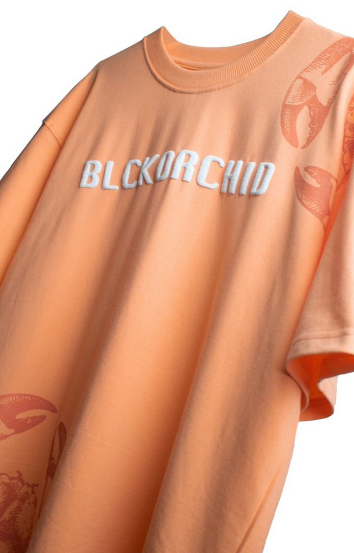 Blckorchid | Unisex Crab Peach Cotton Printed Oversized T-Shirt