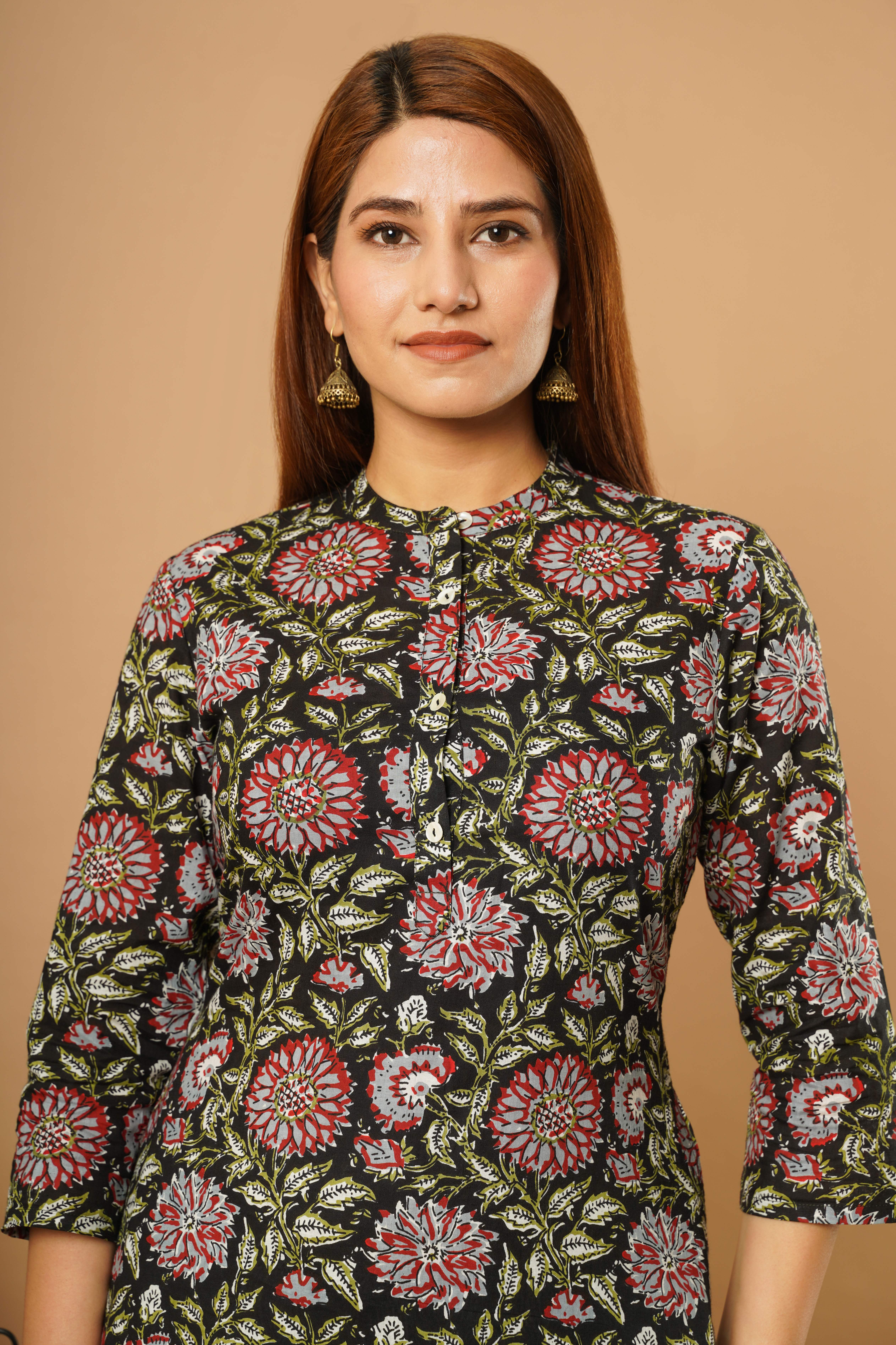 BLACK PRINTED KURTA WITH PANT