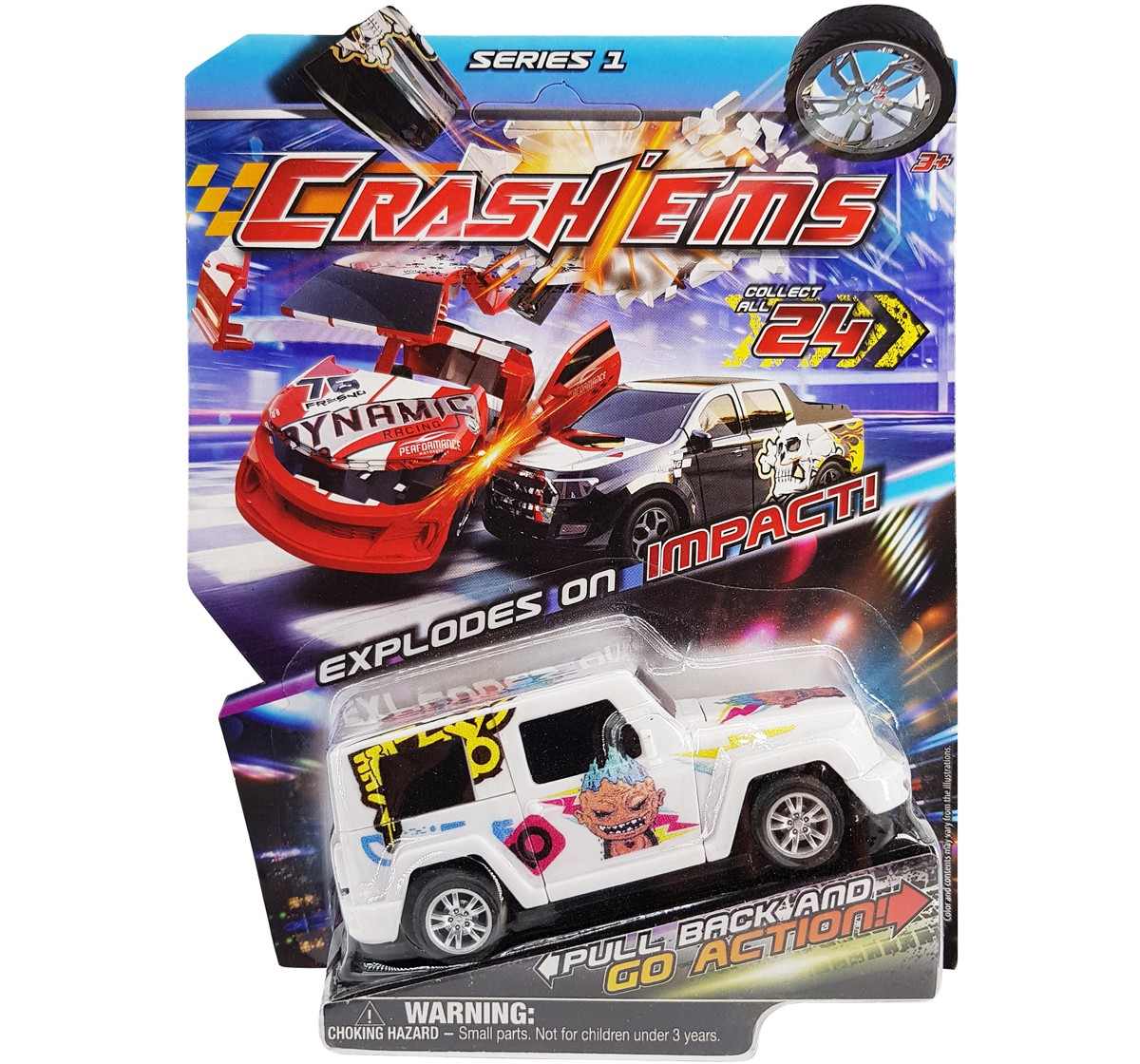 Crash'ems Sabotage Pull Back Car, 3Y+, Multicolour