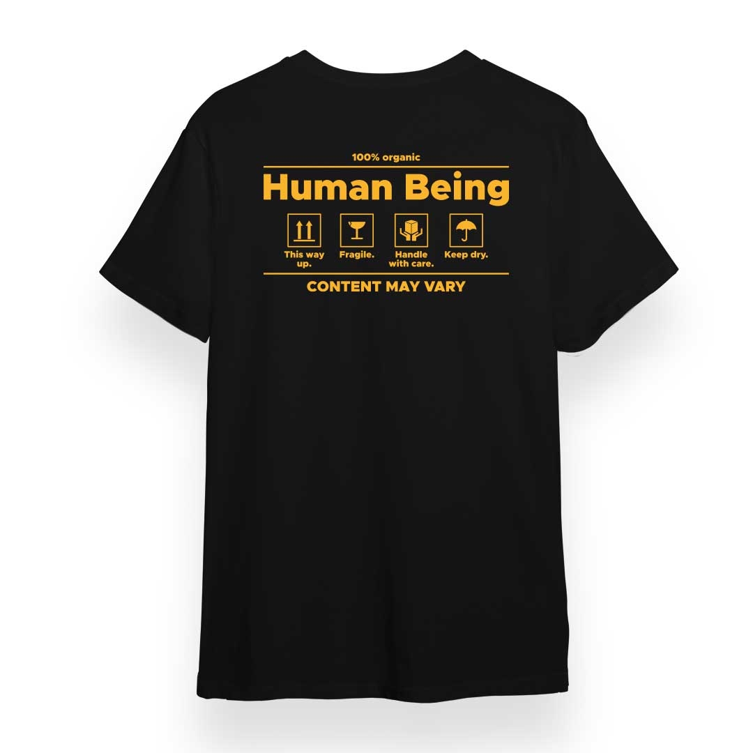 creativeideas.store | 100% Human Being Front & Back Printed Black Oversized Tshirt 3