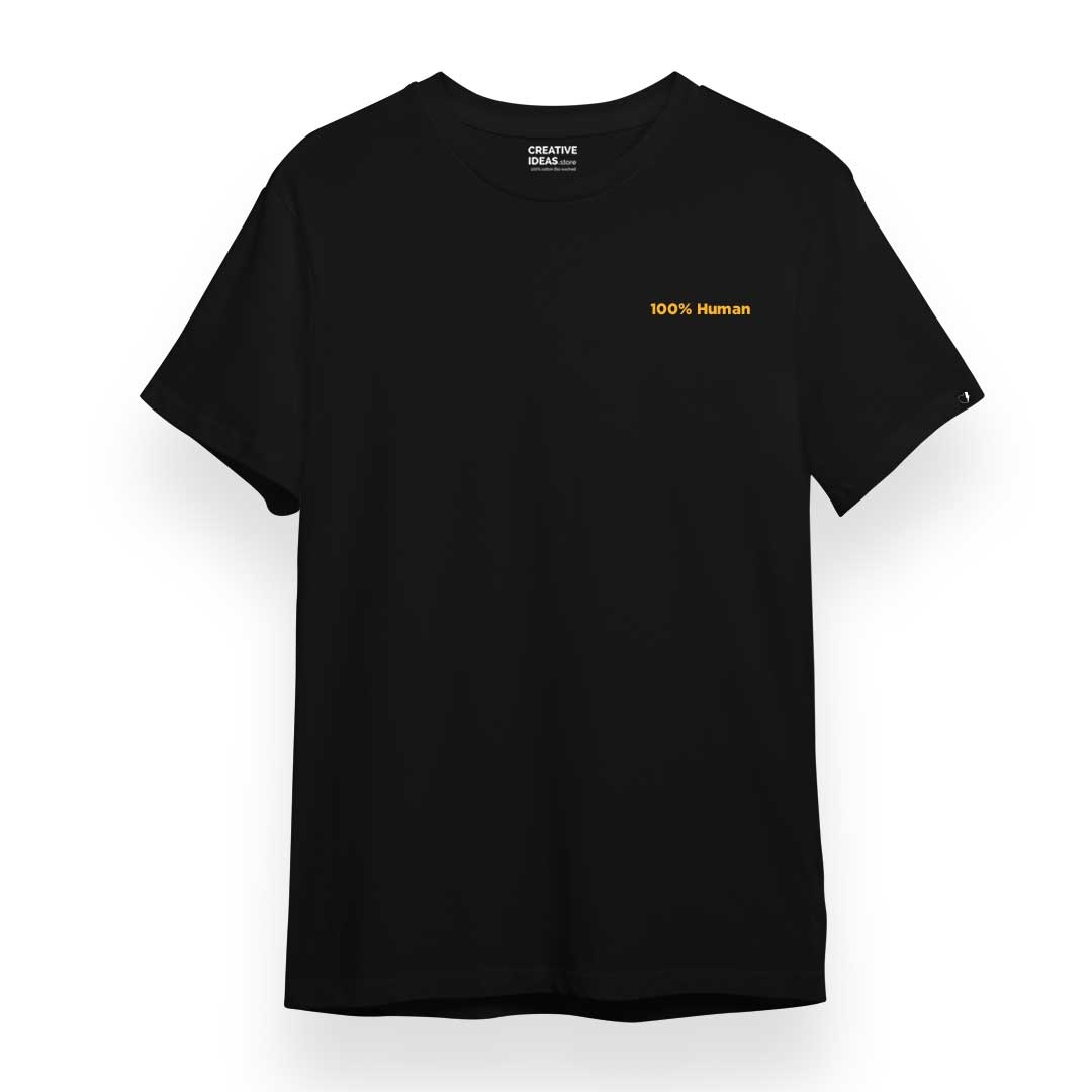 creativeideas.store | 100% Human Being Front & Back Printed Black Oversized Tshirt 2