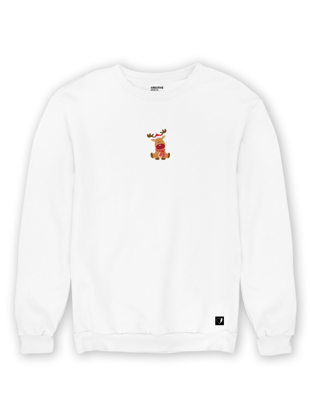 Christmas Reindeer White Unisex Cotton Sweatshirt