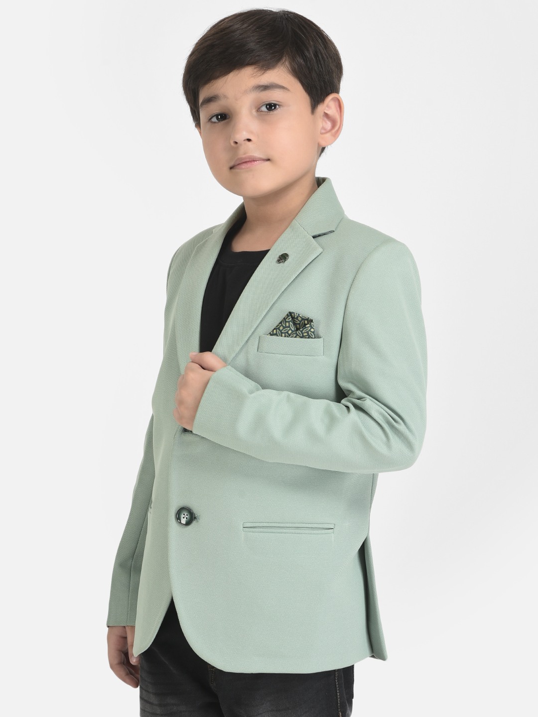 Crimsoune Club Boy Light Green Blazer with 3 Pocket Styling