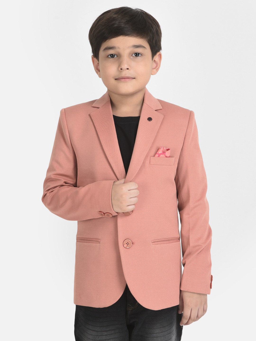 Crimsoune Club Boy Pink Blazer with 3 Pocket Styling