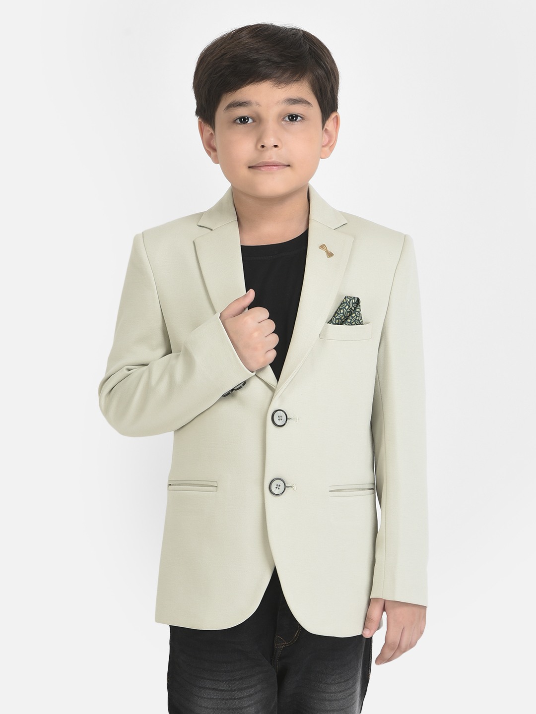 Crimsoune Club Boy Mint Green Blazer with 3 Pocket Styling
