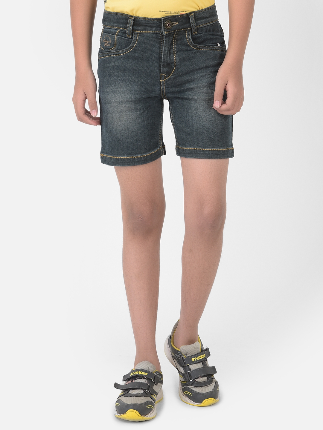 Crimsoune Club | Crimsoune Club Boy Grey Solid Light Fade Denim Shorts 0