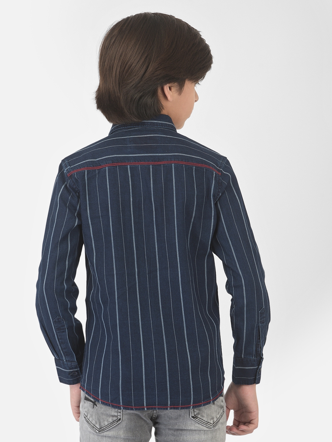 Crimsoune Club | Crimsoune Club Boy Navy Blue Striped Shirt 1