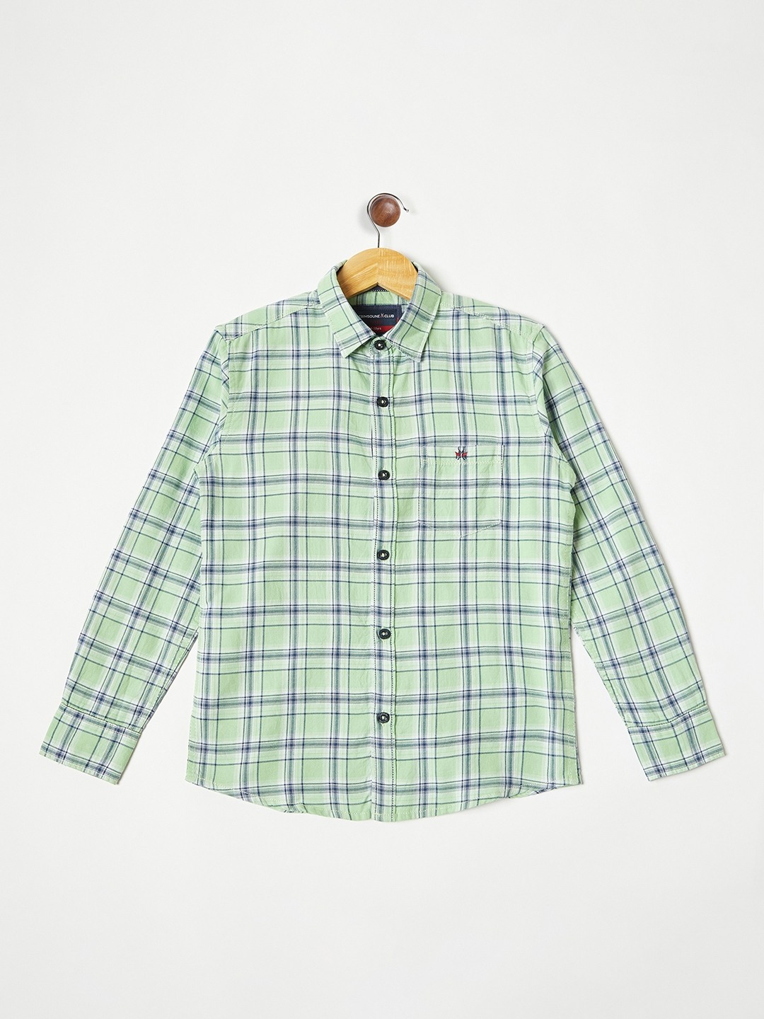 Crimsoune Club Boys Green Checked Casual Shirt
