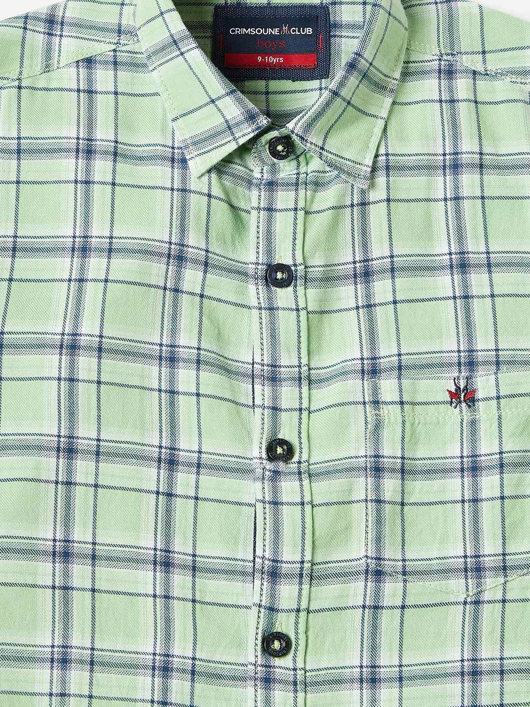 Crimsoune Club Boys Green Checked Casual Shirt