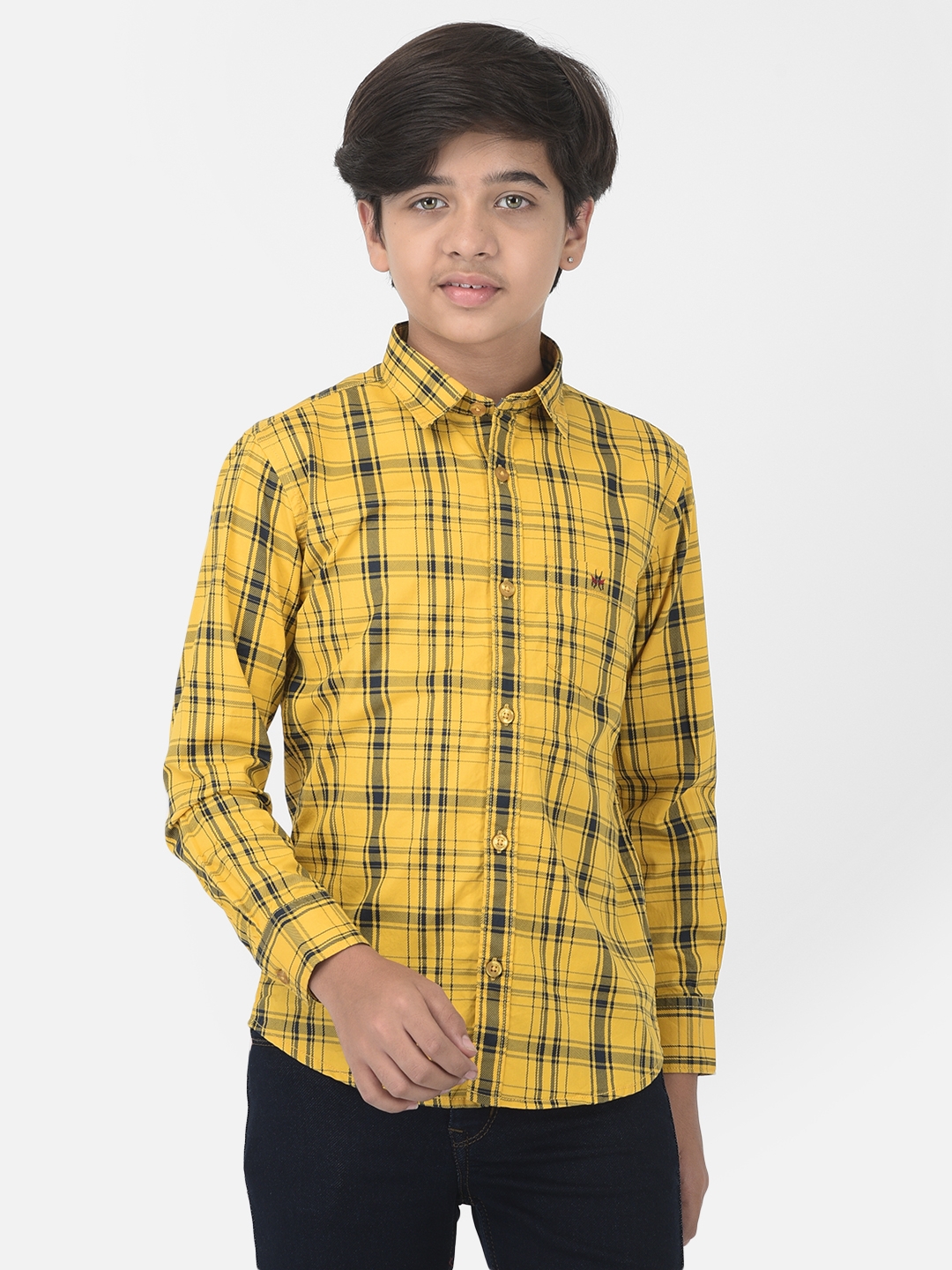Crimsoune Club | Crimsoune Club Boy Yellow Checked Shirt 0