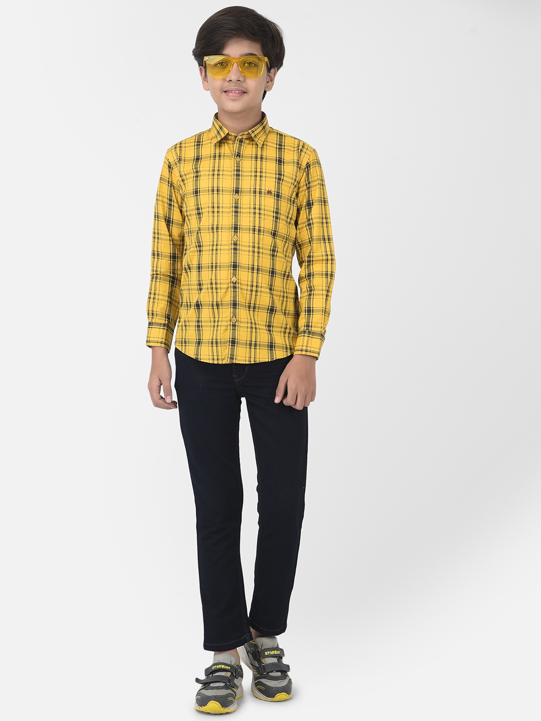 Crimsoune Club | Crimsoune Club Boy Yellow Checked Shirt 4