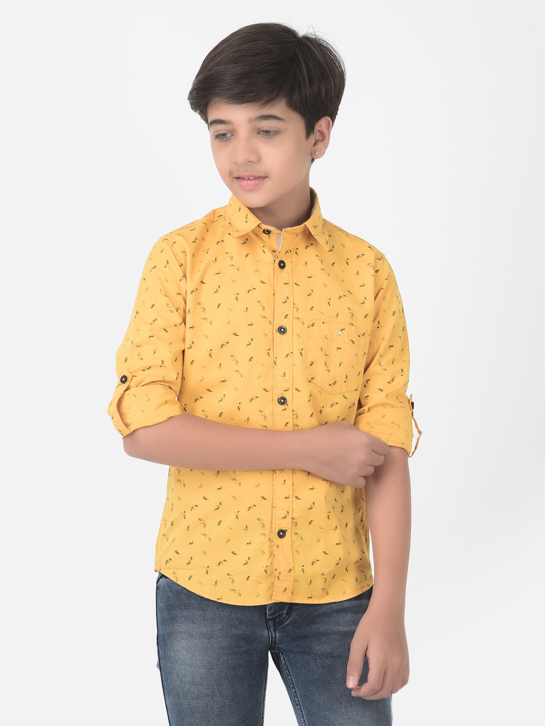 Crimsoune Club | Crimsoune Club Boy Yellow Floral Printed Shirt 0