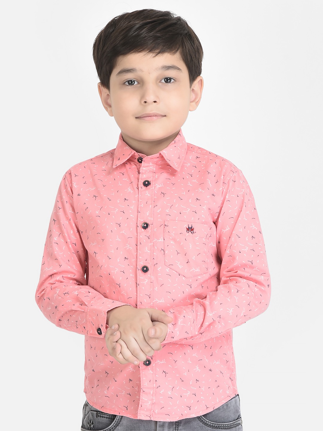 Crimsoune Club Boy Pink Shirt in Floral Print 
