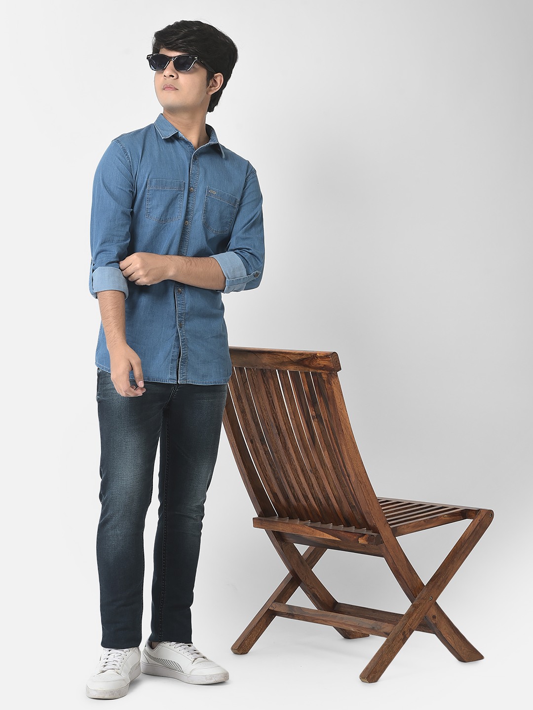 Crimsoune Club Boys Light Blue Denim Shirt
