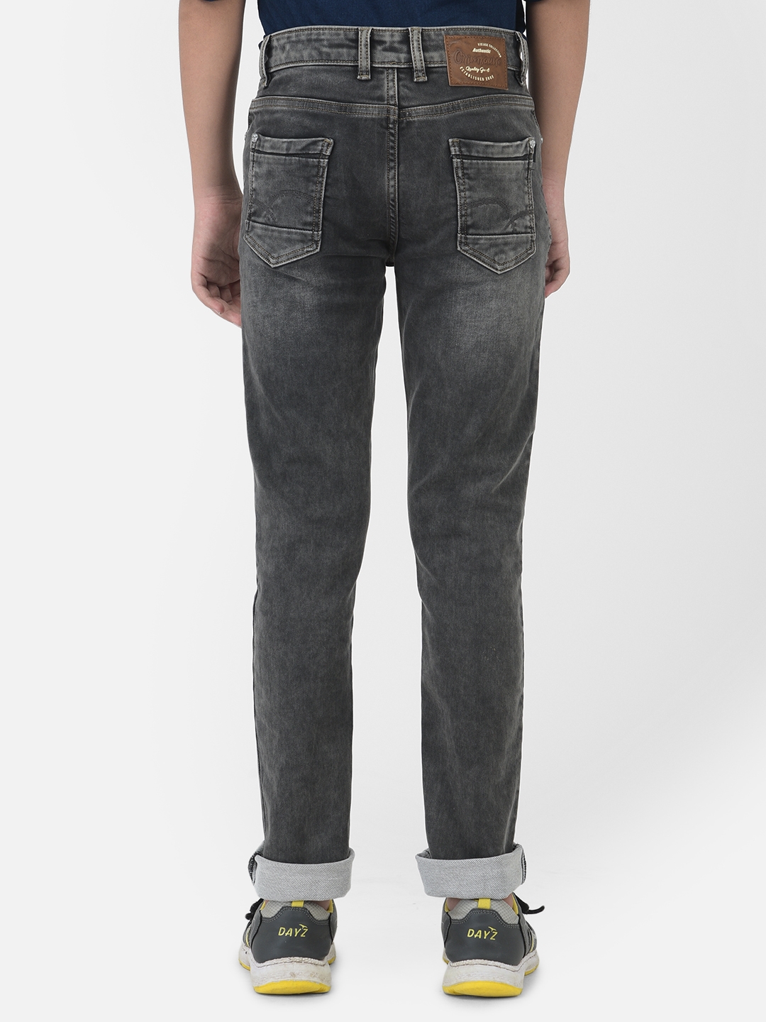 Crimsoune Club Boy Grey Solid Light Fade Jeans