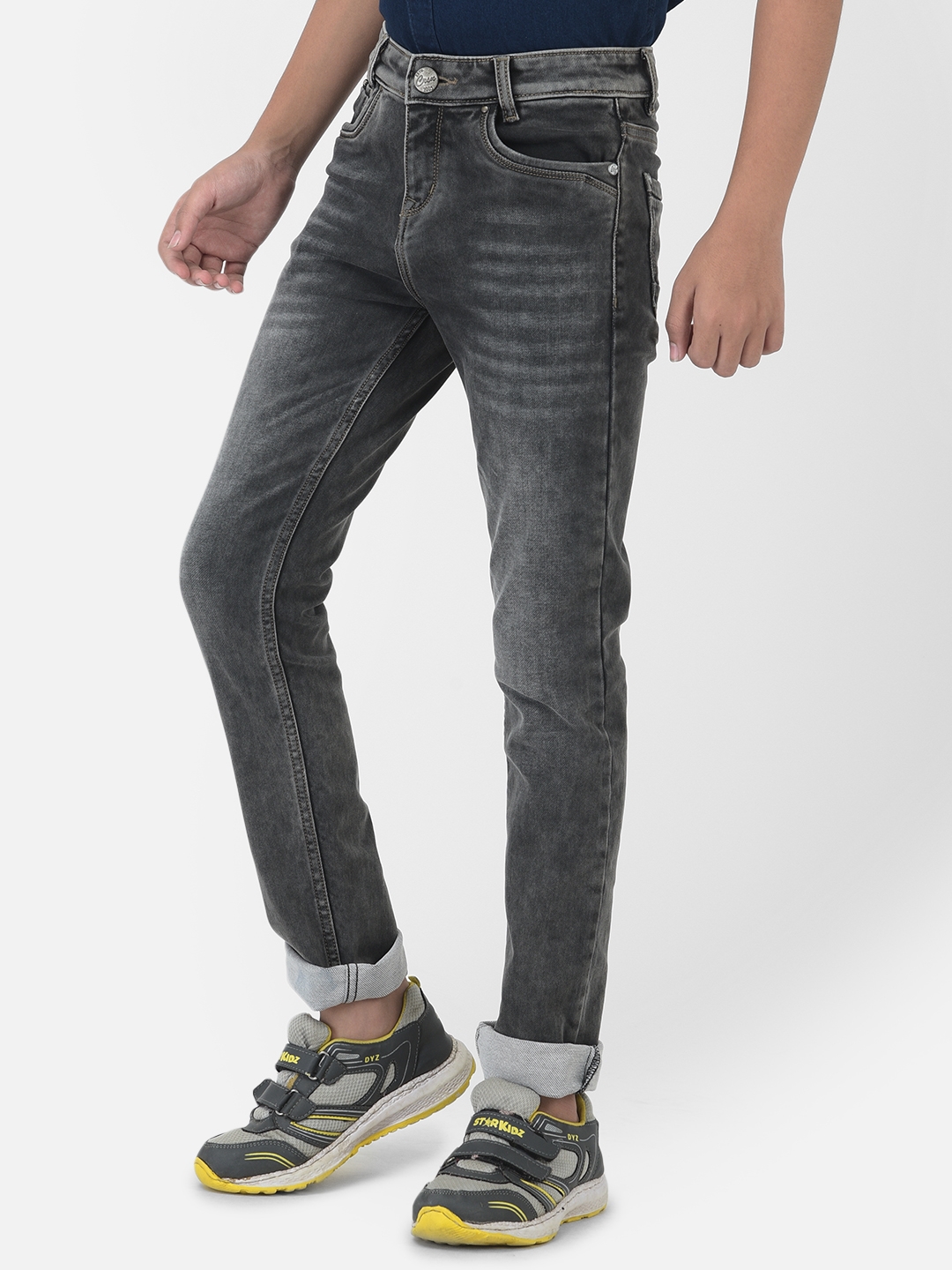 Crimsoune Club | Crimsoune Club Boy Grey Solid Light Fade Jeans 3