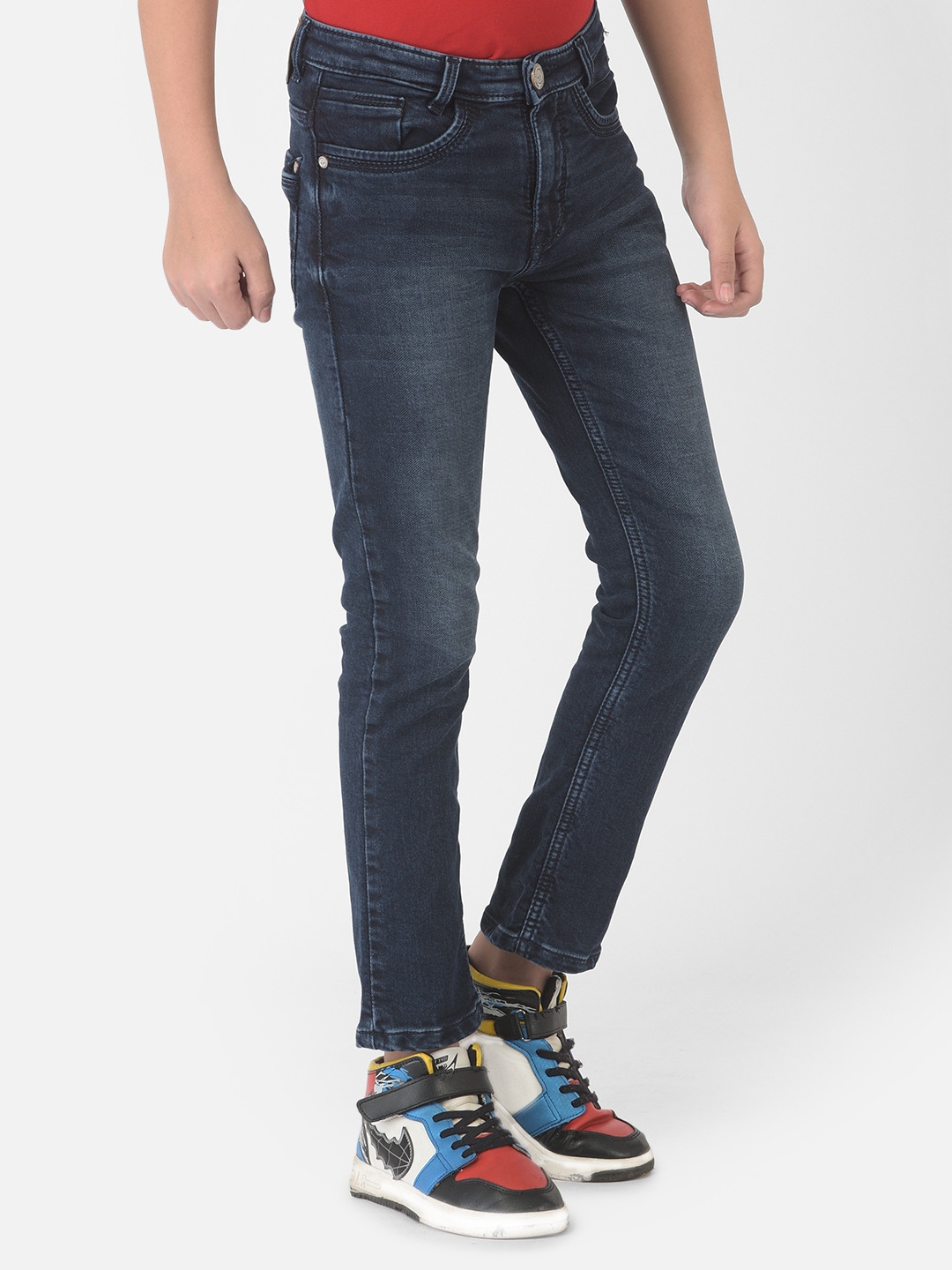 Crimsoune Club Boy Blue Solid Light Faded Jeans