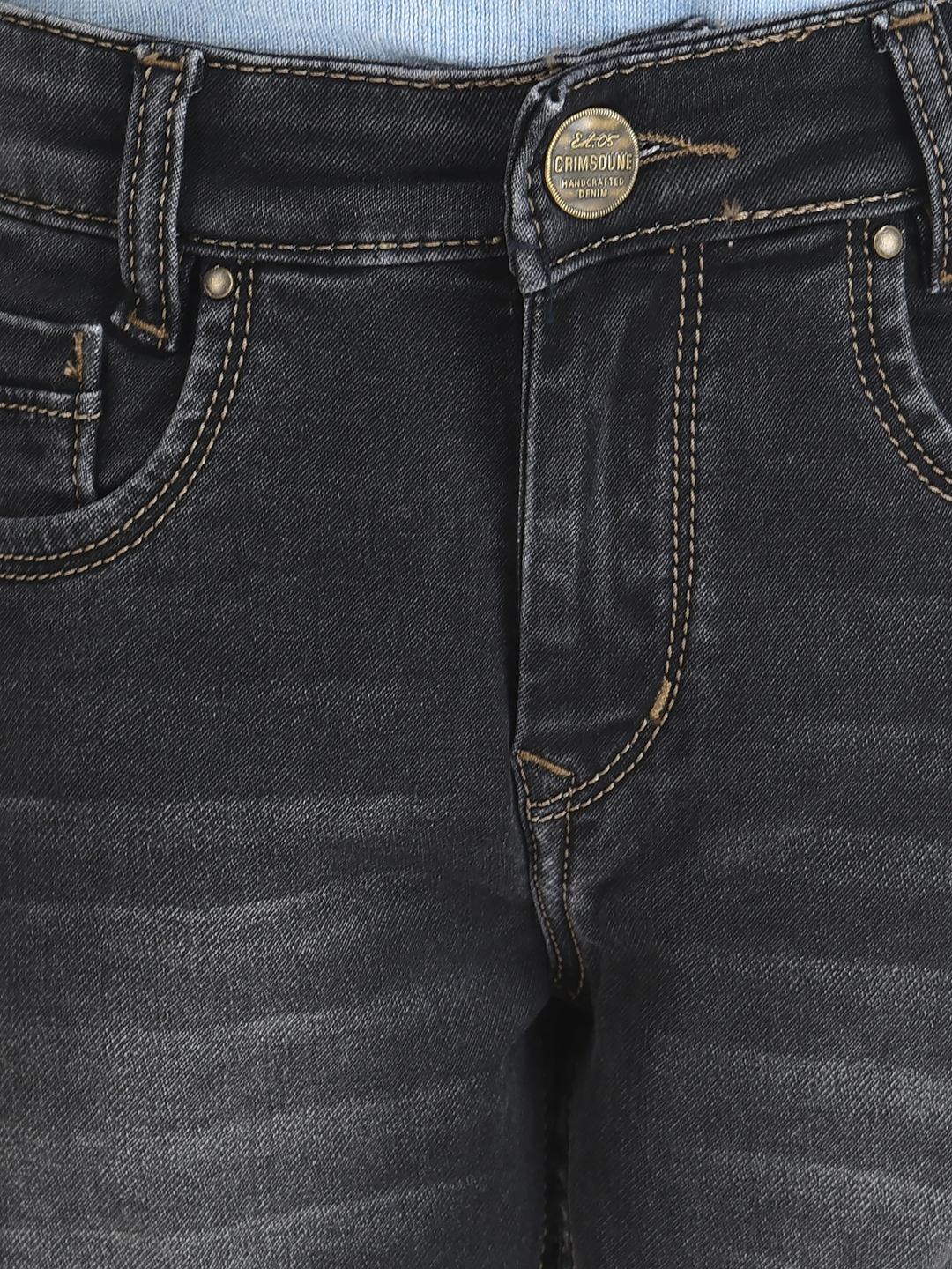 Crimsoune Club | Crimsoune Club Boy Grey Jeans in Light Wash Detail  5