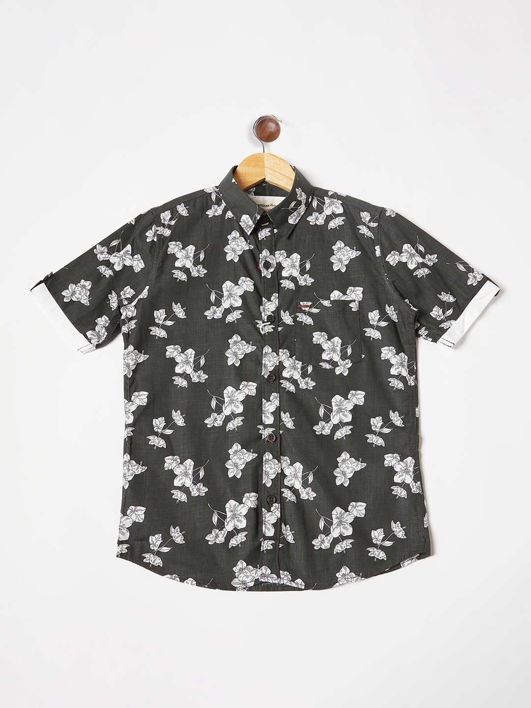 Crimsoune Club | Crimsoune Club Boys Olive Floral Shirt 0