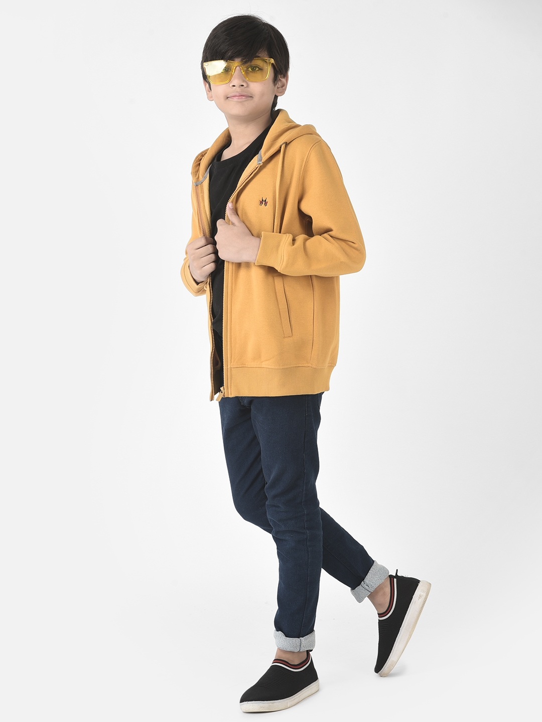 Crimsoune Club | Crimsoune Club Boys Mustard Yellow Zipper Sweatshirt 4