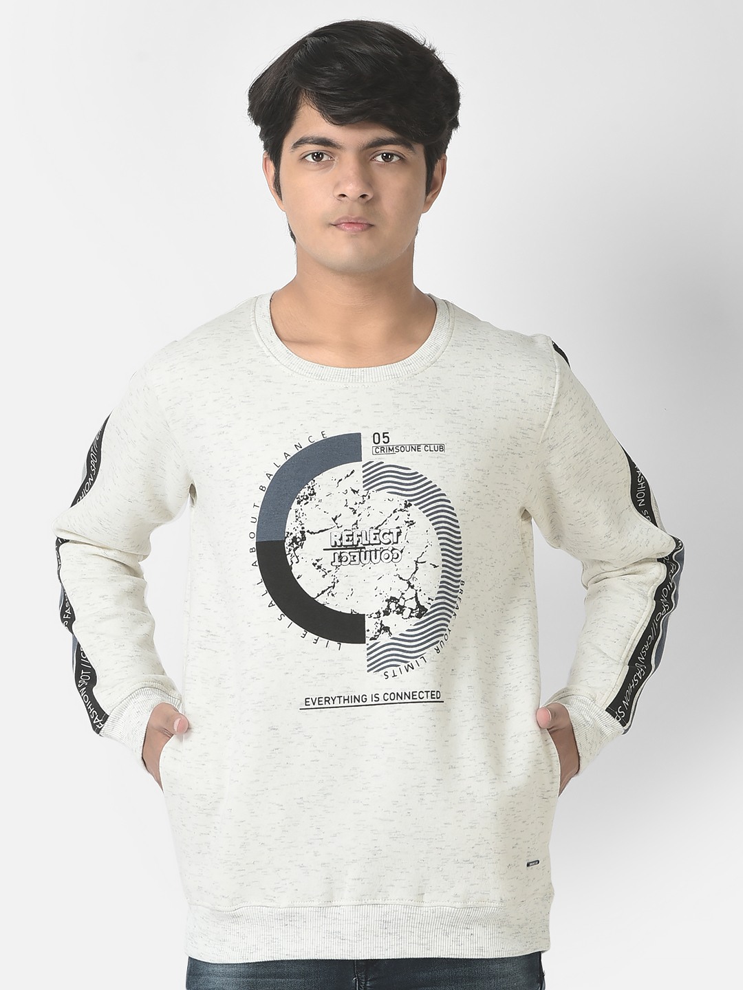 Crimsoune Club Boys White Connected Sweatshirt Crimsoune Club