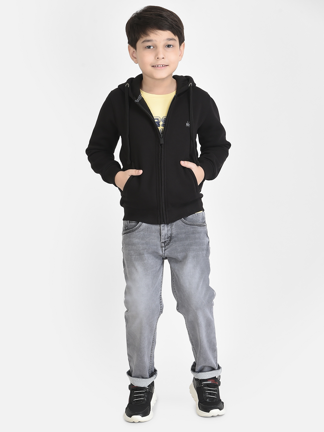 Crimsoune Club | Crimsoune Club Boy Black Sweatshirt with Zipper Front  4