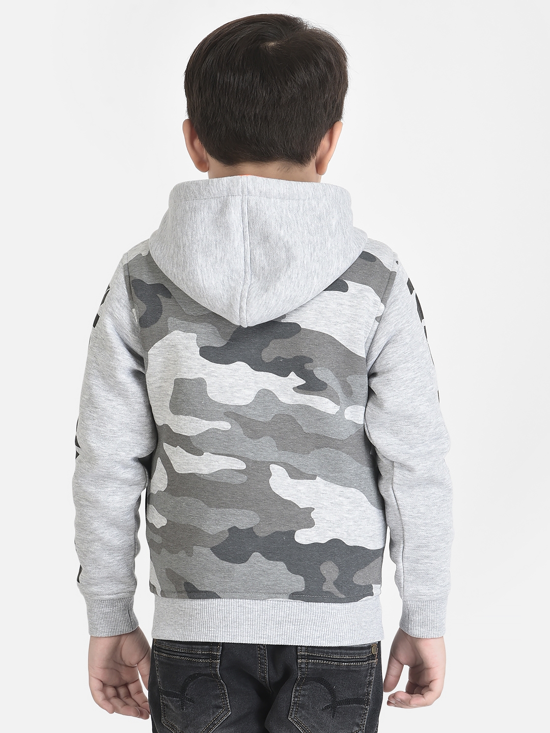 Crimsoune Club | Crimsoune Club Boy Grey Camouflage Sweatshirt with Concealed Zip 1