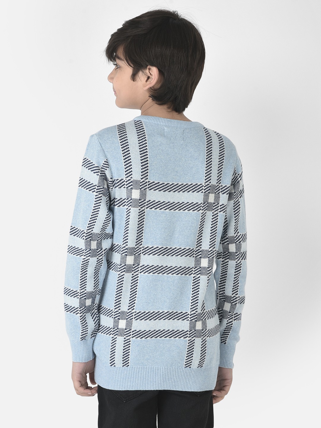 Crimsoune Club Boys Sky Windowpane Checked Sweater