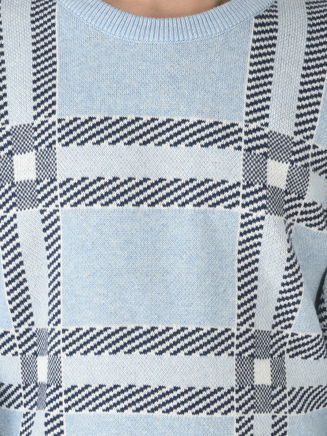 Crimsoune Club Boys Sky Windowpane Checked Sweater