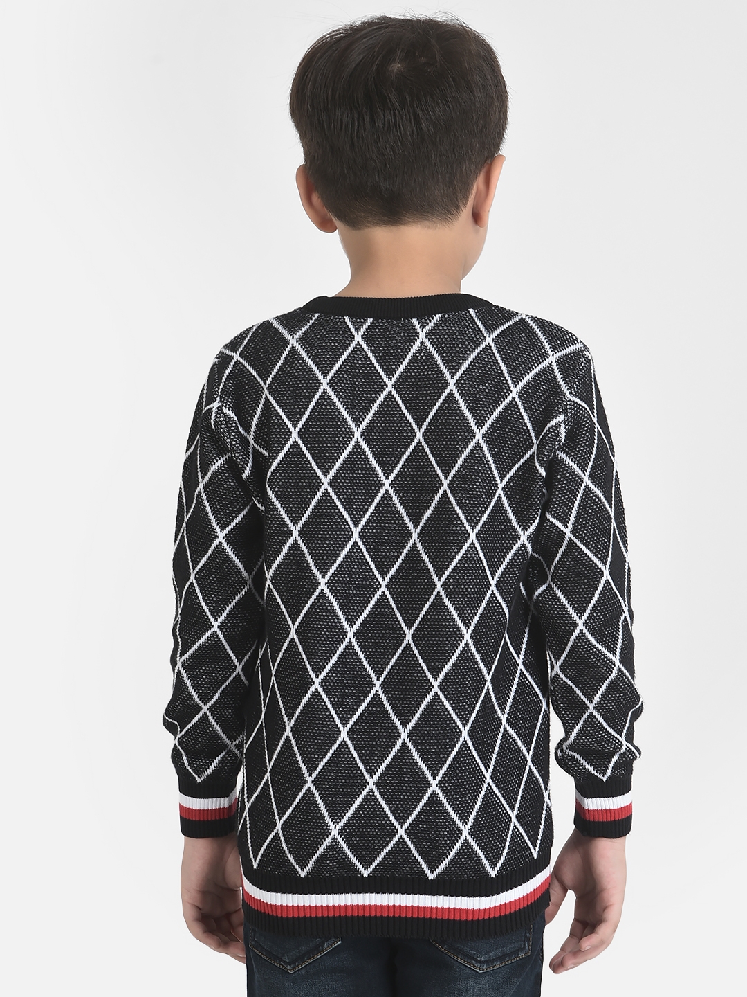 Crimsoune Club | Crimsoune Club Boy Grey Diagonal Grid Sweater 1