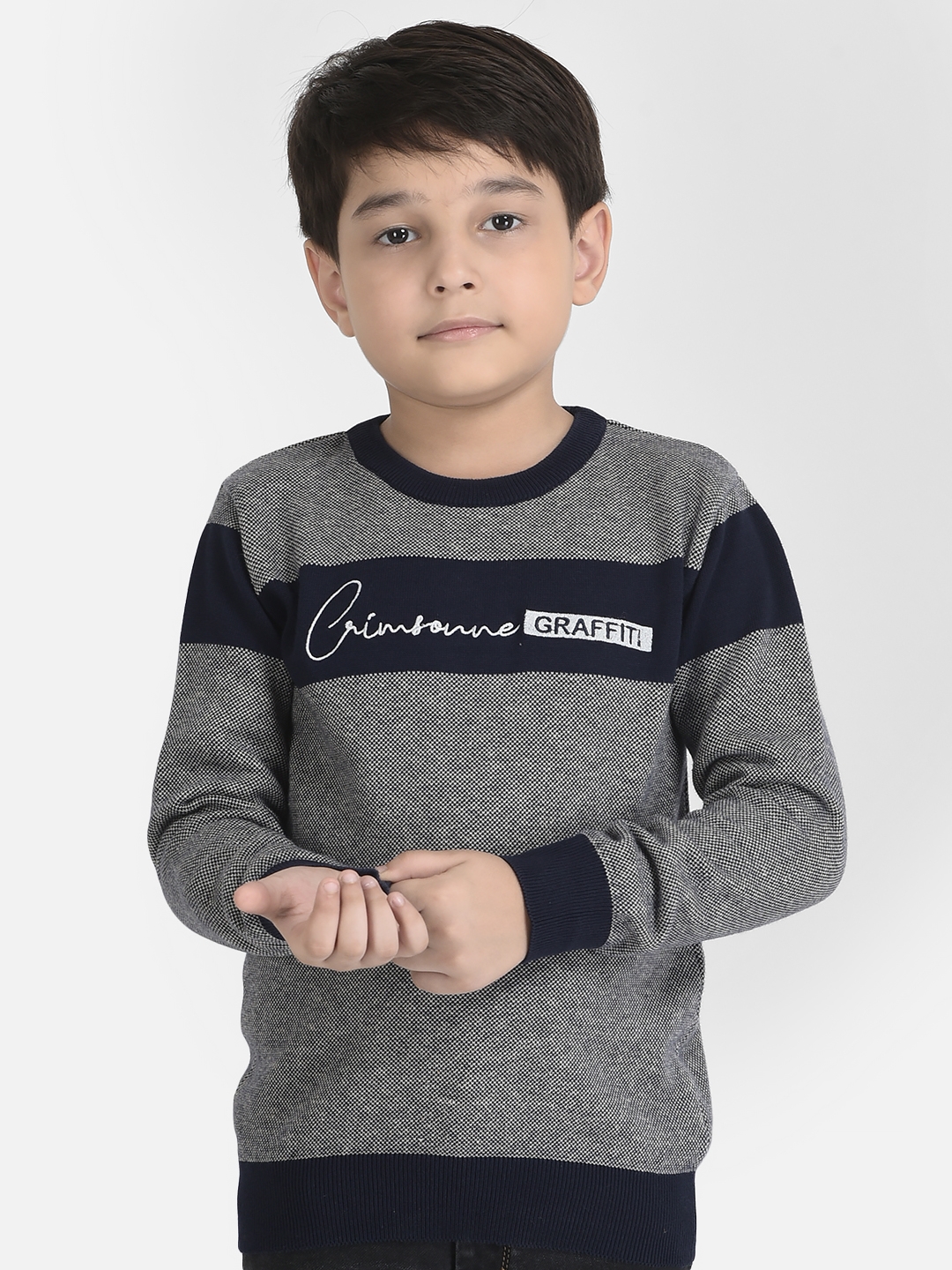 Crimsoune Club | Crimsoune Club Boy Colour-Blocked Sweater with Logo Detail  0