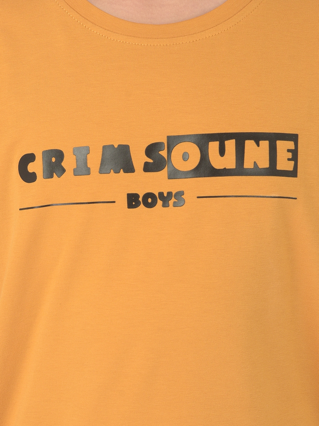 Crimsoune Club Boy Mustard Printed Round Neck T-shirt