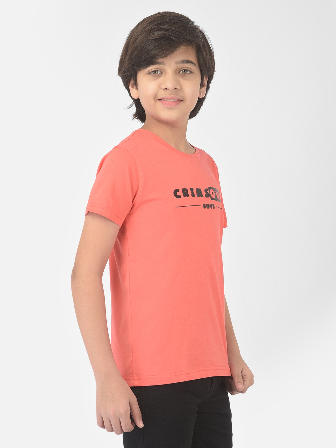 Crimsoune Club | Crimsoune Club Boy Pink Printed Round Neck T-shirt 2