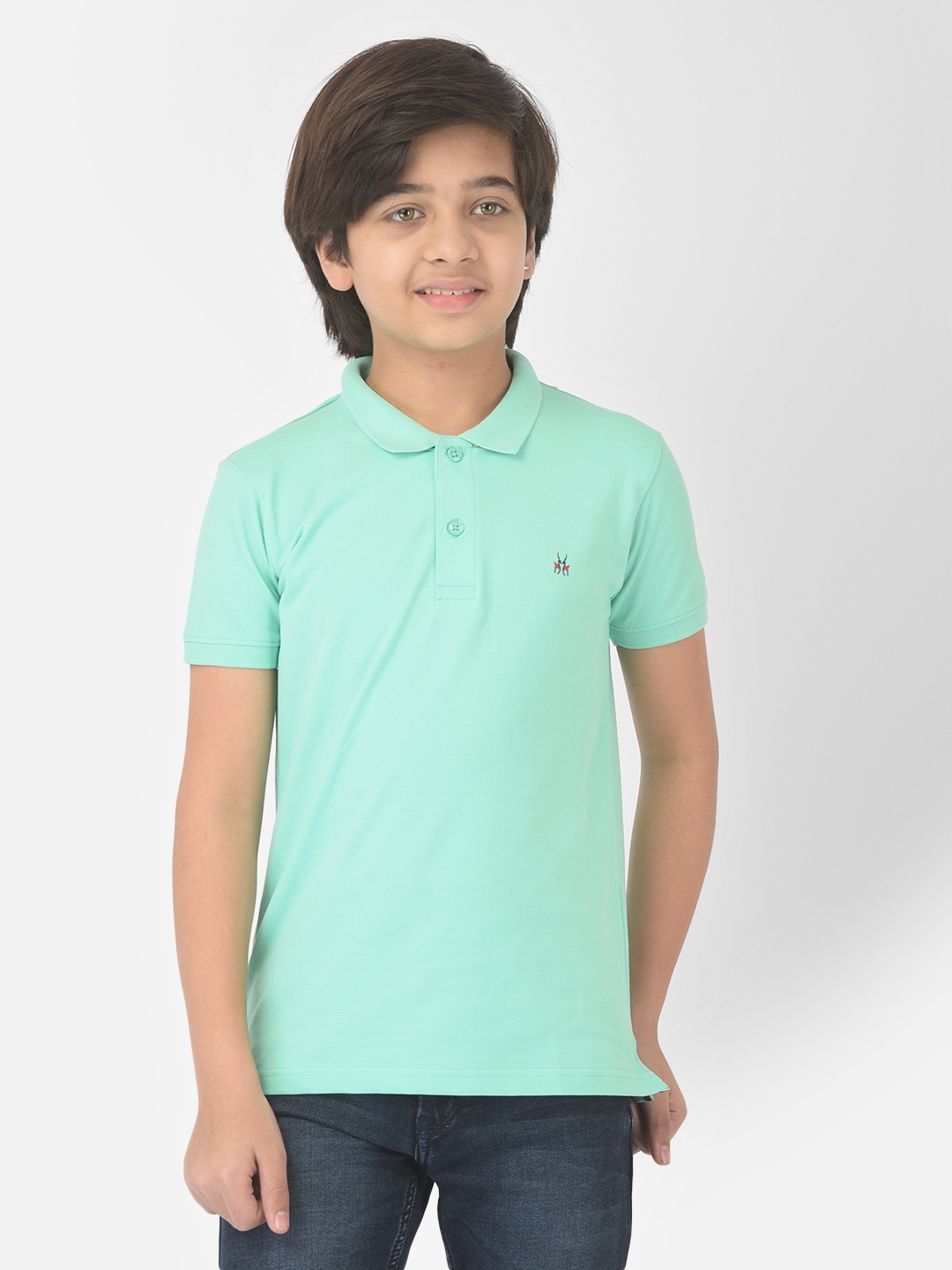 Crimsoune Club | Crimsoune Club Boy Mint Green Solid Polo T-shirt 0